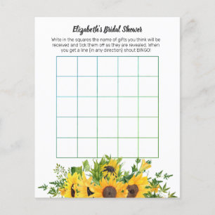 Bingo de Chá de panela de Casamento de Sunflower