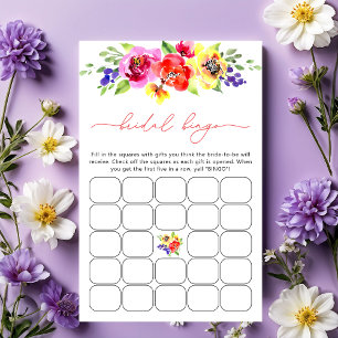 Bingo de Chá de panela Floral Brilhante