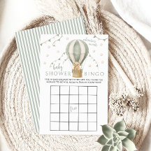 Bingo de Chá do Baby Boy do Ursinho de Ar Verde