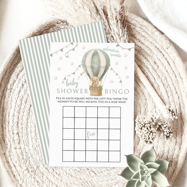 Bingo de Chá do Baby Boy do Ursinho de Ar Verde (Criador carregado)