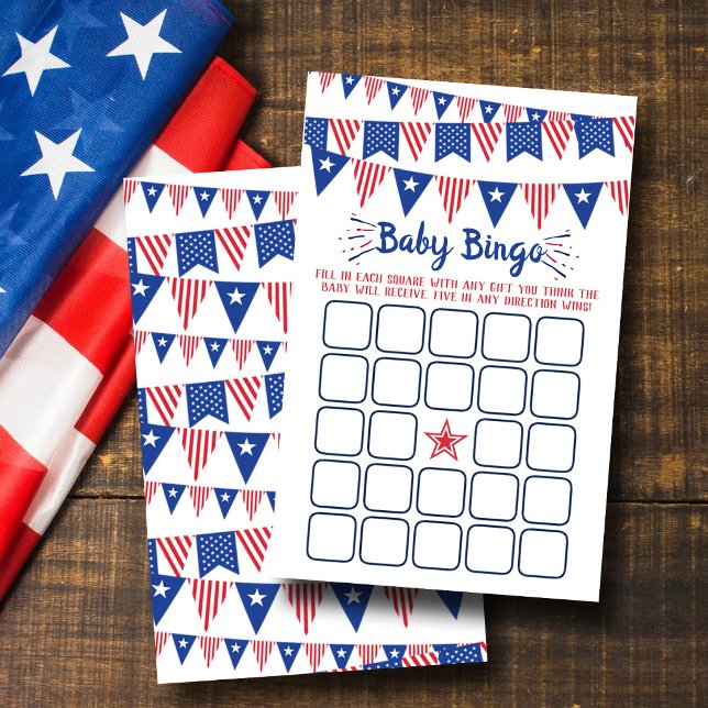 Bingo de Chás de Bebê do Dia 4 de Julho Vermelho,  (Criador carregado)