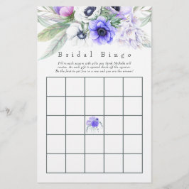 Bingo de Chás de Noiva Floral Violeta Pastel