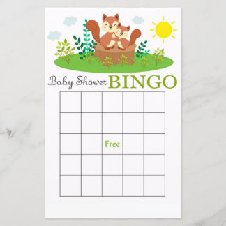 bingo de churrasco de bebê esquilo da floresta
