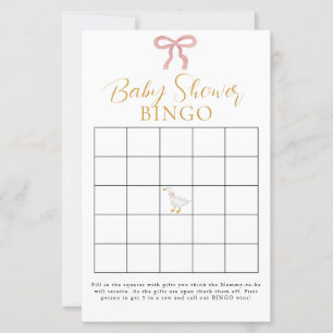 Bingo de Chuvadeiro de Bebê Xadrez Rosa Goose Boba