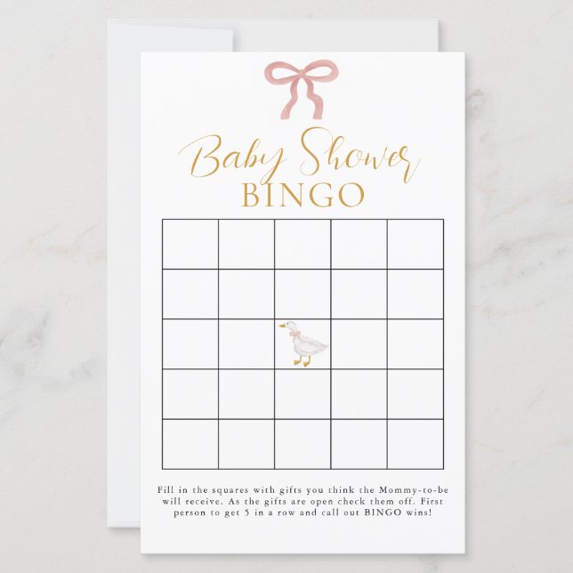 Bingo de Chuvadeiro de Bebê Xadrez Rosa Goose Boba (Frente)