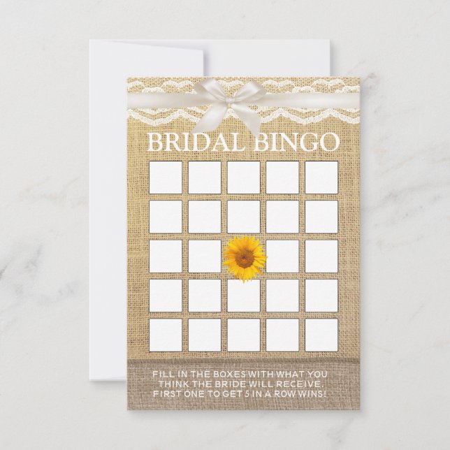 Bingo de Chuveiro de Noiva com Fita de Marfim e Gi (Frente)