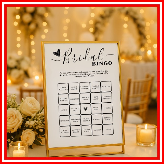 Bingo de Chuveiro de Noiva Elegante Caligrafia (Criador carregado)