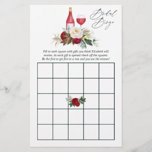 Bingo de Degustação de Vinho no Chá de Noiva Flora