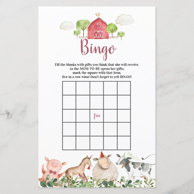 Bingo Games para Animais da Casa da fazenda (Frente)