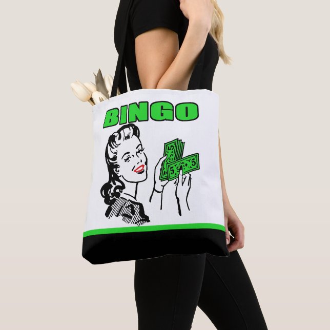 Bingo Lady With Money Tote Bag (Close Up)