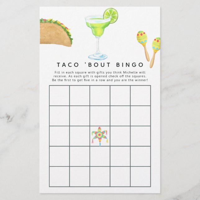 Bingo Mexicano de Taco 'sobre Amor Fiesta (Frente)