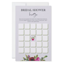 Bingo Nupcial com Florais de Aquarela em Lavanda D