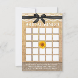 Bingo Nupcial de Girassol com Fita Preta Elegante