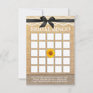 Bingo Nupcial de Girassol com Fita Preta Elegante