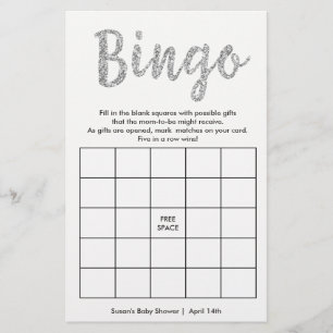Bingo-O que está na sua Bolsa, Cartão Prata 2 Lado