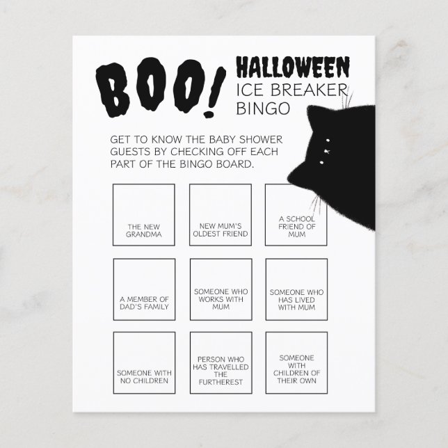 Bingo Pequeno Chá de fraldas de Boo Halloween (Frente)