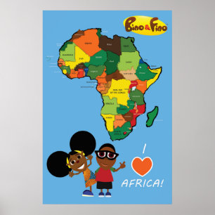 Bino e Fino Eu Amo África Poster Azul