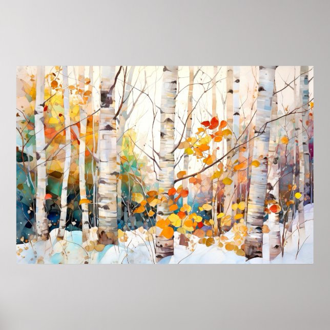Birch Forest Landscape Home Decor Poster (Frente)