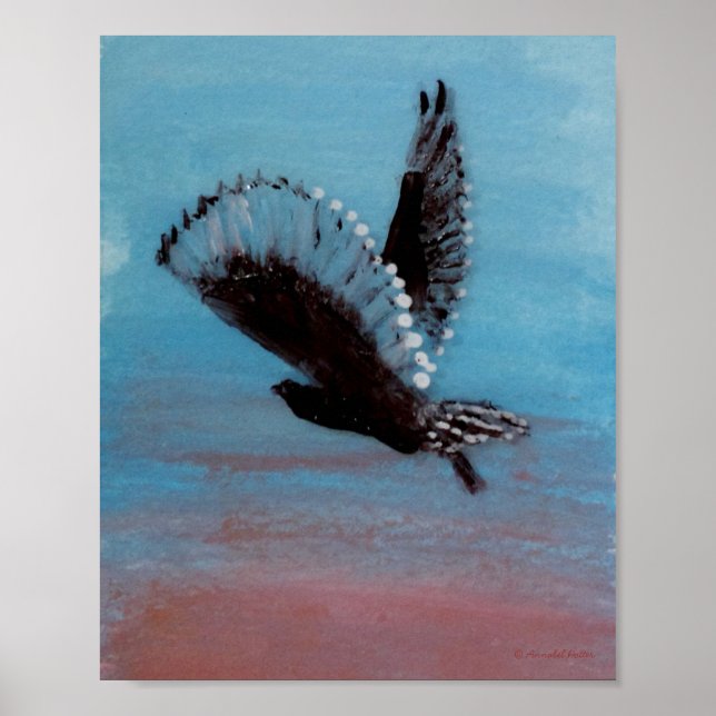 Bird Art Sunrise Owl Flying Poster (Frente)