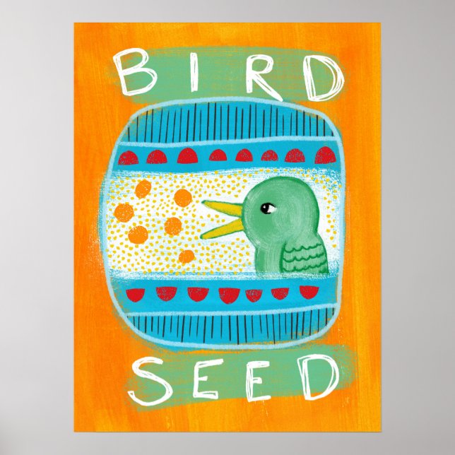 Bird Seed Poster Wall Art - Pássaro Engraçado (Frente)