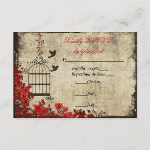 Birdcage do vintage que Wedding o vermelho de RSVP