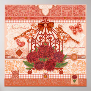 Birdcage Poster do Nascimento e da Gem Novembro