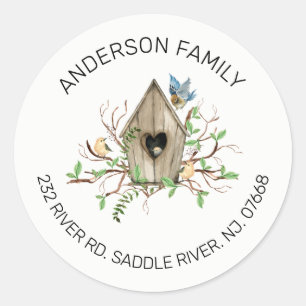 Birdhouse Rustic   Novo adesivo do rótulo do ender