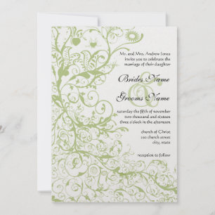 Birds Swirls#27 Convite De Casamento Hydrangea Ver