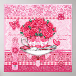 Birth Flower e Gem Janeiro Teacup Poster