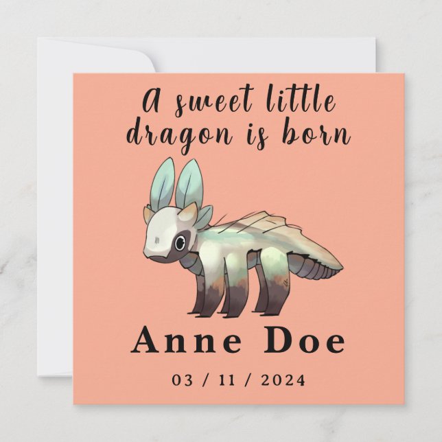 Birth Girl, Card Cute Dragon  (Frente)