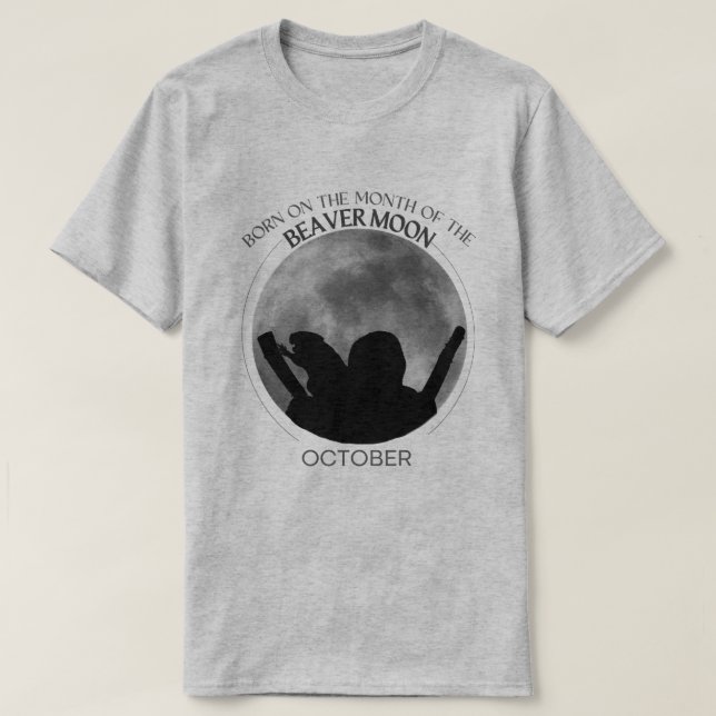 Birth Moon T-shirt Design |Outubro |Lua de castor (Frente do Design)