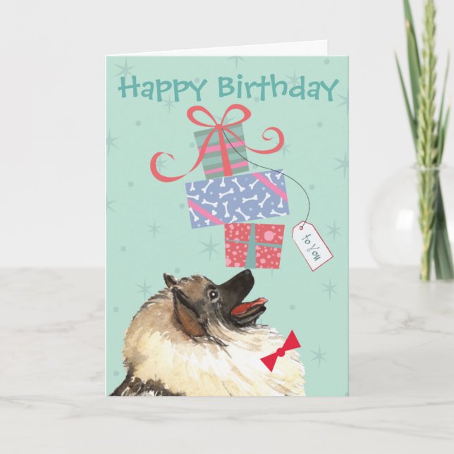 Birthday apresenta cartão Keeshond (Frente)