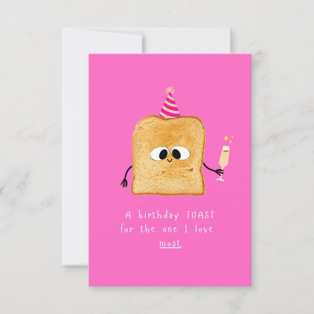 Birthday card Toast, simple, funny and cute design (Frente)