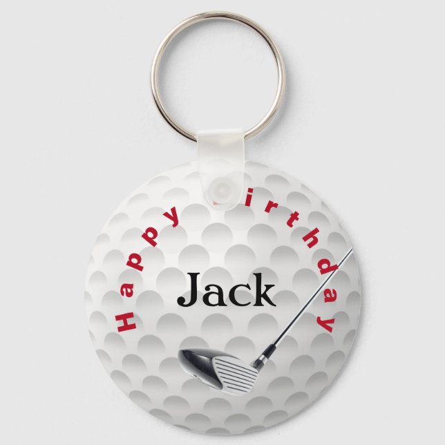 Birthday Golf Ball Chaveiro (Frente)