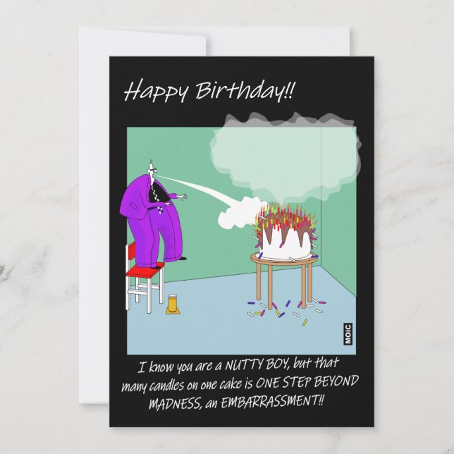 Birthday humour card for a Madness, Two tone fan (Frente)