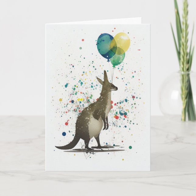 Birthday Kangaroo com Cartão Saudável para Balões (Frente)