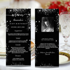 Birthday Menu preto branco brilhante foto fatos di