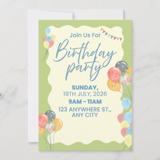 Birthday Party Invitation  (Frente)