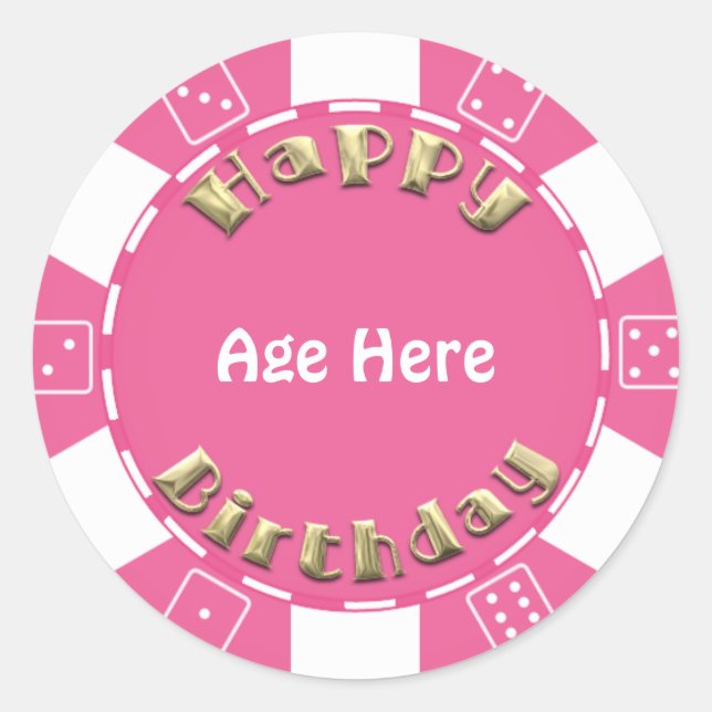 Birthday Poker chip adiciona adesivo etário (Frente)