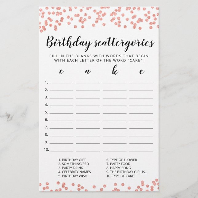 Birthday Scattergories editable (Frente)