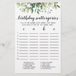 Birthday Scattergories editable