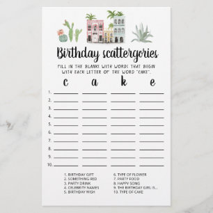 Birthday Scattergories editable