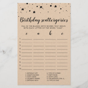 Birthday Scattergories editable