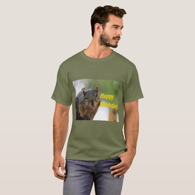 Birthday Squirrel T-Shirt (Frente Completa)