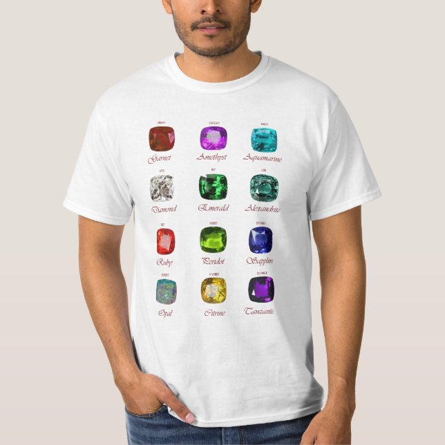 Birthstone Chart Gemstone T-Shirt (Frente)