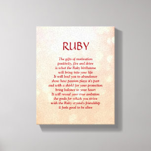 Birthstone do rubi - canvas de arte do poema de