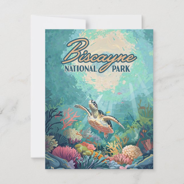 Biscayne National Park Florida Turtle Coral Card (Frente)