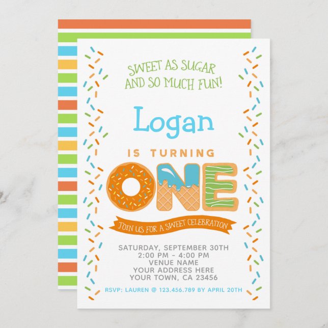 Biscoito do sorvete da rosquinha, convite do (Frente/Verso)