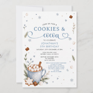 Biscoitos de Inverno & Convite de Aniversário Azul