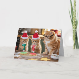 Biscoitos de Natal de Gato Laranja Fofo  Cartão